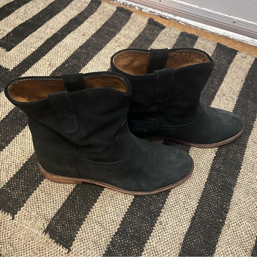 Isabel Marant black suede boots hidden wedge Detail
